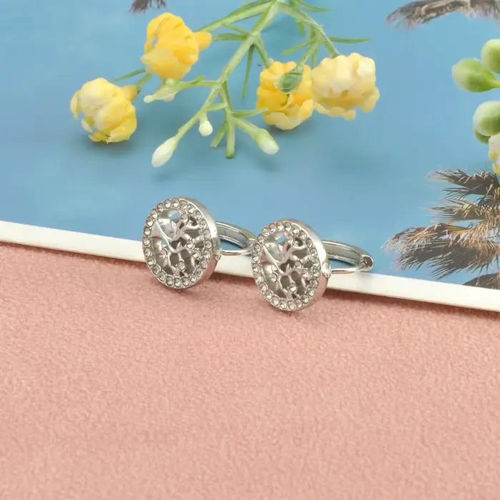 JeeMango – boucles d'oreilles arbre de vie pour femmes, en acier inoxydable 316L, Zircon, haute qualité, bijoux de mariage, cadeau de fête, E25126