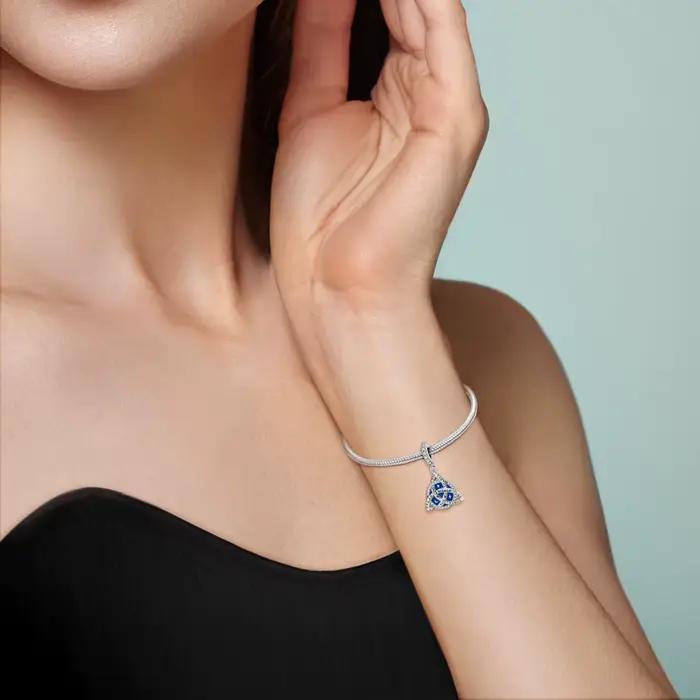 Breloque originale en argent 925, nœud celtique, ciel étoilé, pendentif pour femme, adapté à la fabrication de bijoux en bracelet