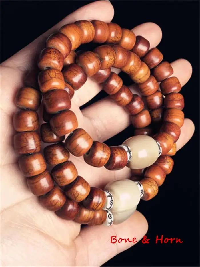 Bracelet tibétain extensible de couleur ancienne avec entretoise en corne de bœuf pour homme et femme BB-032