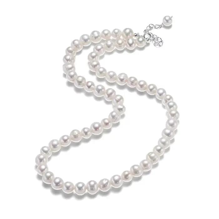 Collier de perles de culture d'eau douce 6-7mm, collier de vrais colliers de perles ras de cou, colliers de perles en argent Sterling pour femmes, vente en gros