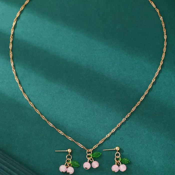 Ensemble de bijoux de clavicule élégant et exquis pour femmes, aucun collier rouge, boucle d'oreille légère, design de luxe et de niche