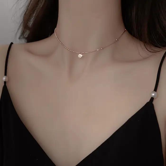 CIAXY – bonnet porte-bonheur couleur argent pour femmes, collier avec lettres asymétriques, chaîne de clavicule courte, ras du cou, bijoux de tempérament, cadeau