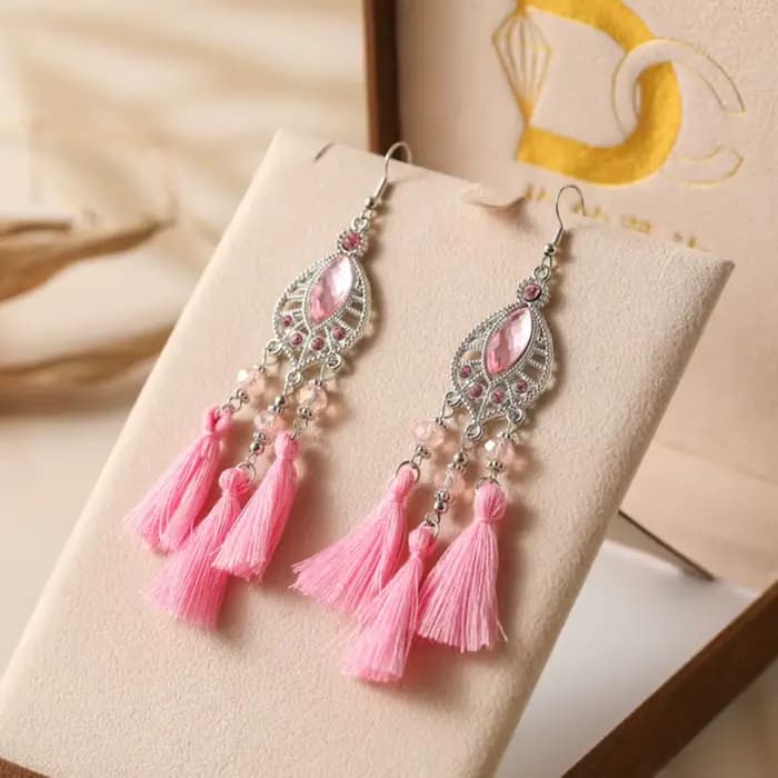 Boucles d'oreilles à pampilles en cristal de tempérament ethnique pour femmes, biscuits créatifs faits à la main, alliage de document en argent, boucle d'oreille, bijoux, nouveau