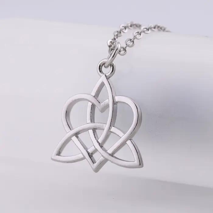 Skyrim-Collier pendentif géométrique noeud d'amour celtique pour femme, argent antique, triquetra, collier JONecklace, amulette, cadeau bijoux