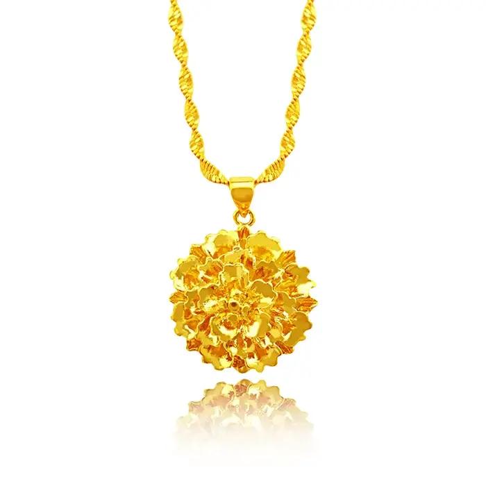 Collier multicouche en forme de fleurs pour femmes, couleur or véritable 18 carats, pour mariage, anniversaire, chaîne Fine, bijoux cadeaux, ne se décolore pas