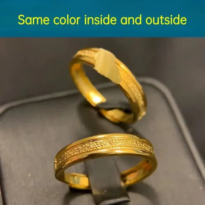 Bague de couple en or 24 carats AU999 - Nouveau design givré et lisse pour hommes et femmes | Bijoux
