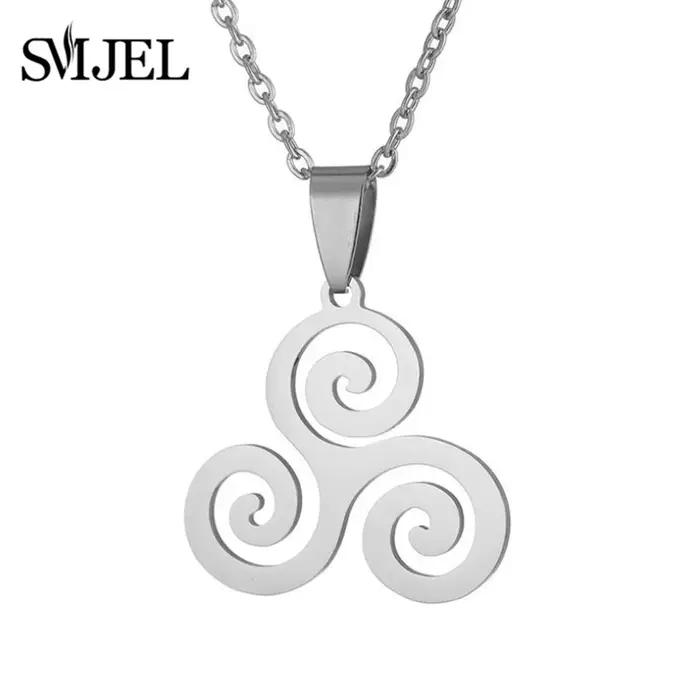 Collier pendentif inspiré du film Teen Wolf, motifs géométriques, couleur or argent, acier inoxydable, rond, bijoux cadeaux pour femmes