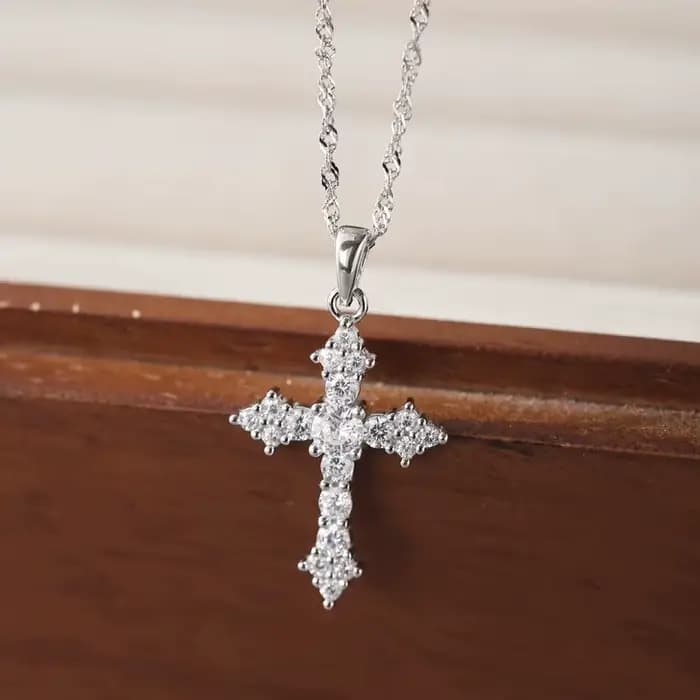 Collier pendentif croix en Zircon Simple pour femmes