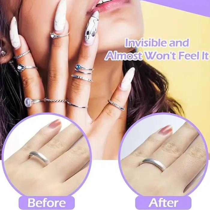 8 Tailles – Réducteur de Bague Invisible en Silicone Transparent Anti-Perte – Support Retenue pour Grandes Bagues