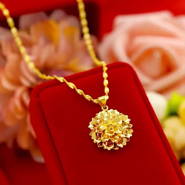 Collier multicouche en forme de fleurs pour femmes, couleur or véritable 18 carats, pour mariage, anniversaire, chaîne Fine, bijoux cadeaux, ne se décolore pas