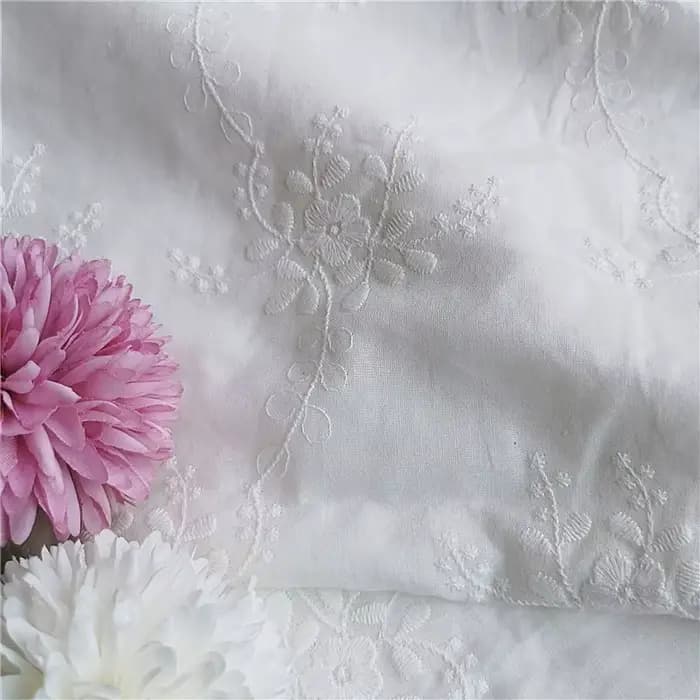 Tissu en dentelle brodée de coton pur, fait à la main, bricolage, vêtements de bébé, robe, literie, accessoires textiles pour la maison, largeur 130cm