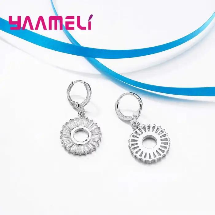 Ensemble de bijoux de luxe en argent 925 pour femme, collier estampillé, boucle d'oreille, cerceau, mode, accessoire classique pour femme, vente en gros