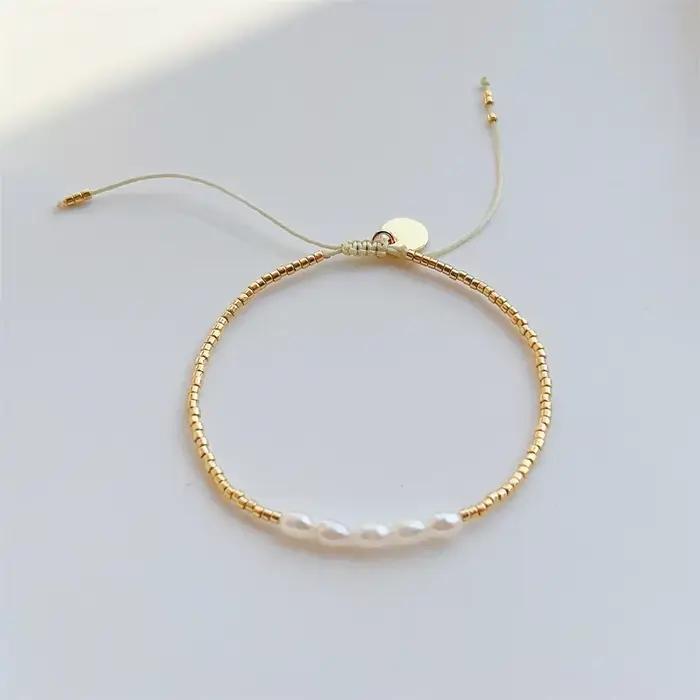 KKBEAD Miyuki Bracelets pour Femme cadeau de luxe Bracelet de perles naturelles couleur or perles Simple mince Pulseras Femme bijoux de mode