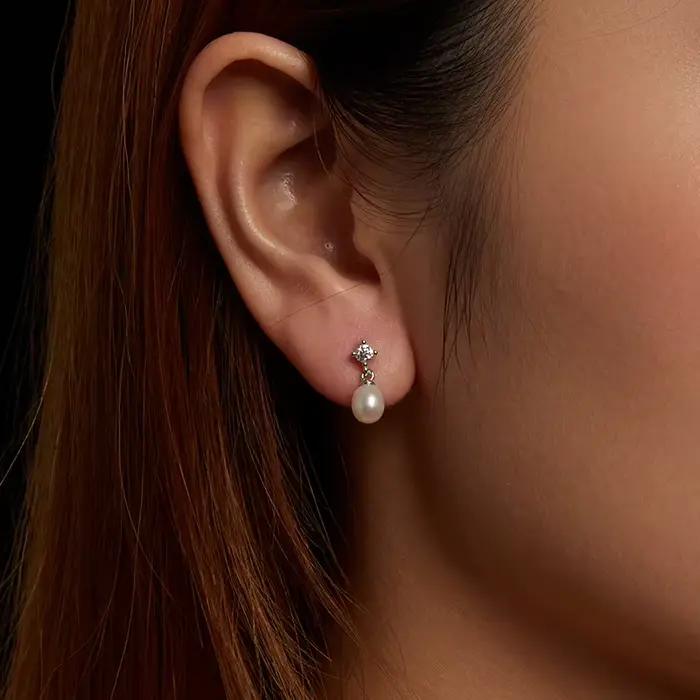 Bamoer – boucles d'oreilles en perles Moissanite, en argent Sterling 925, design unique avec pendentif en perles, certifiées, bijoux fins pour femmes
