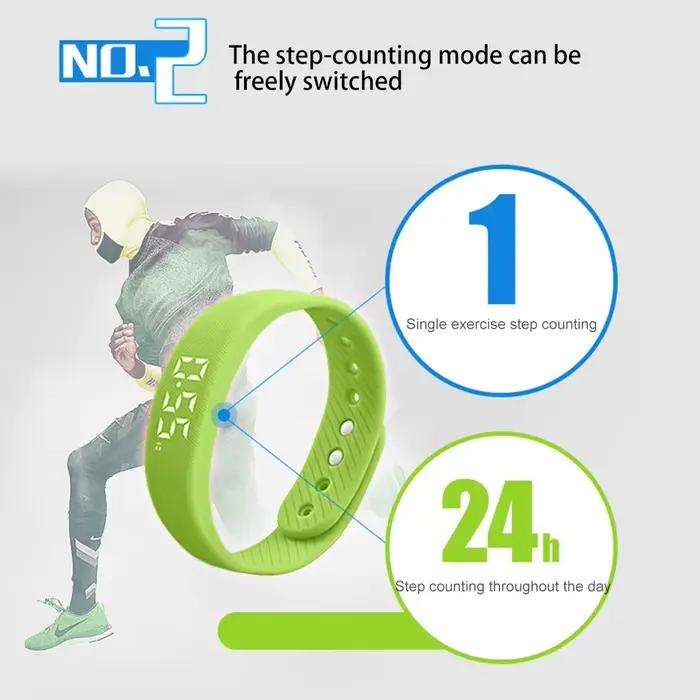 LED Bracelet intelligent numérique étanche horloge intelligente Smartband Vibration alarme rappel avec podomètre en cours d'exécution moniteur bande intelligente