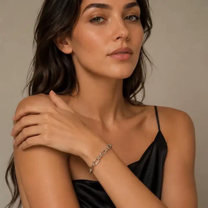Bracelets à breloques noirci en chaîne à maillons, cadeau d'été pour femmes et hommes, accessoires de bijoux à la mode en argent Sterling 925 européen