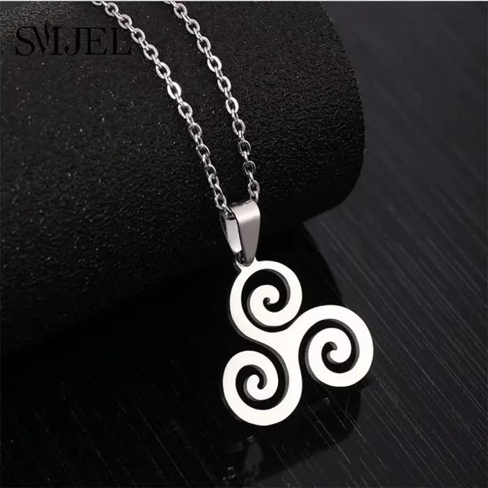 Collier pendentif inspiré du film Teen Wolf, motifs géométriques, couleur or argent, acier inoxydable, rond, bijoux cadeaux pour femmes