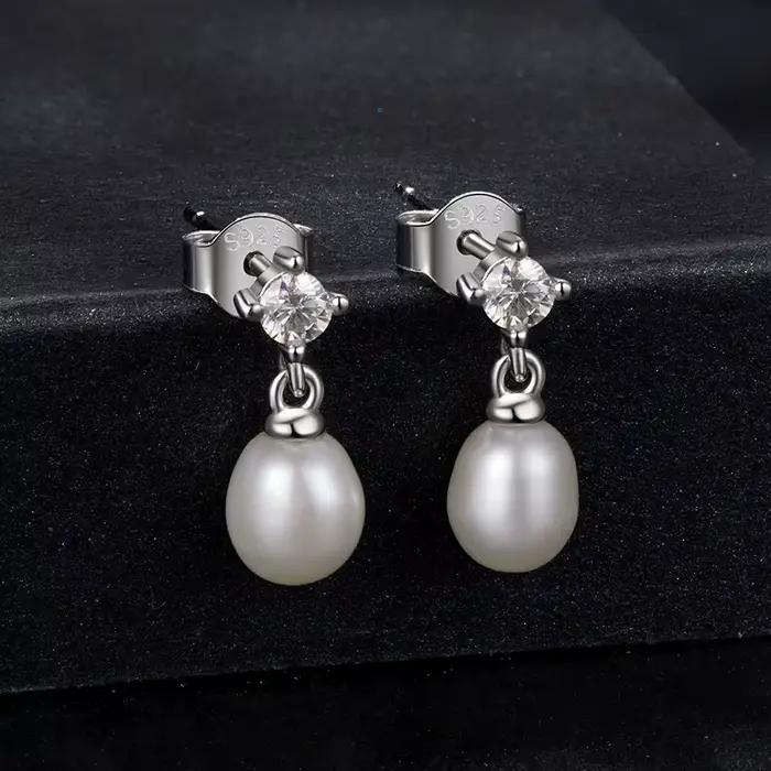Bamoer – boucles d'oreilles en perles Moissanite, en argent Sterling 925, design unique avec pendentif en perles, certifiées, bijoux fins pour femmes