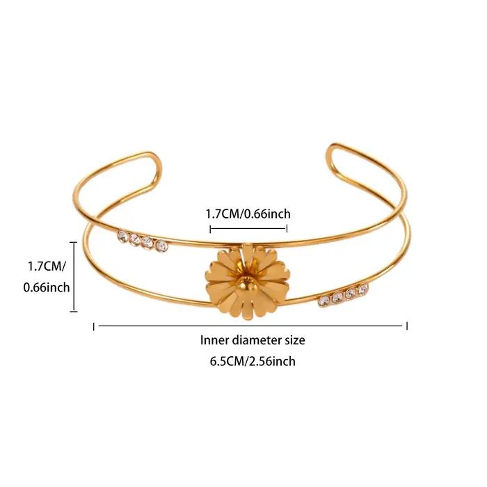 Bracelets Daisy en Zircon pour femmes, couleur or, en acier inoxydable, bracelet Daisy, bijoux esthétiques, cadeau de mariage