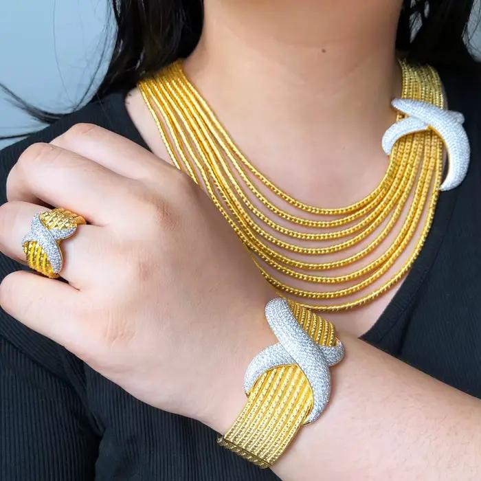 Missvikki – accessoires de mariée originaux, collier, boucles d'oreilles, bracelet, bague, ensembles de bijoux de luxe, chaînes multiples pour femmes, spectacle de mariage
