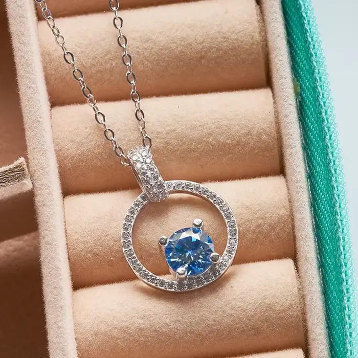 PomerceJelly-Collier Moissanite 1 Carat D pour Femme, Argent Sterling 925, Clavicule, JOWedding Workers fraîchement Jewelry