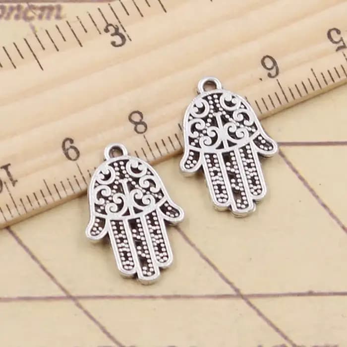 20 pièces breloques main de Fatima Hamsa paume Protection 20x14mm tibétain Bronze argent couleur pendentifs Antique fabrication bricolage artisanat fait à la main