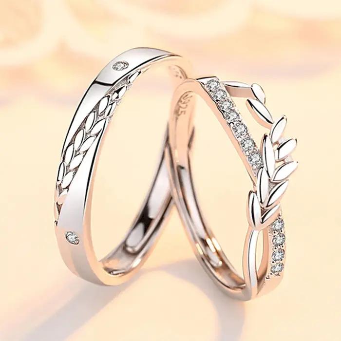 1 paire vers le bonheur chevauchement ouverture Couple anneau cuivre plaqué platine hommes femmes bl