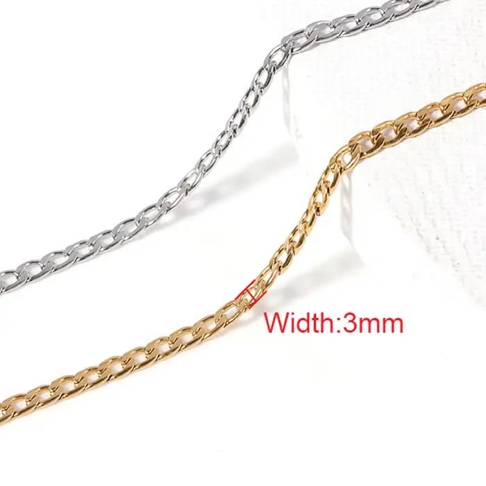 Chaîne de collier en acier inoxydable doré de 3mm