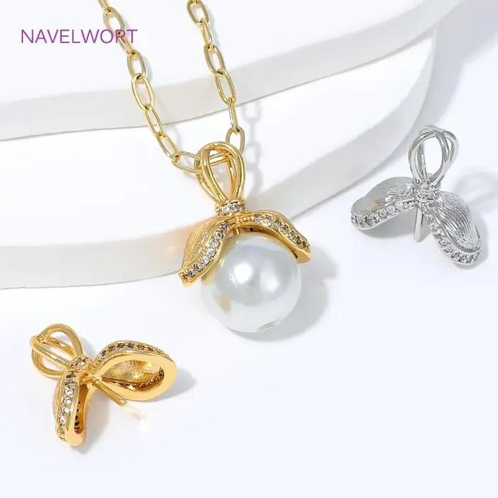 Pendentifs en laiton plaqué or 18 carats en forme de pétale avec accessoires de fixation pour perles