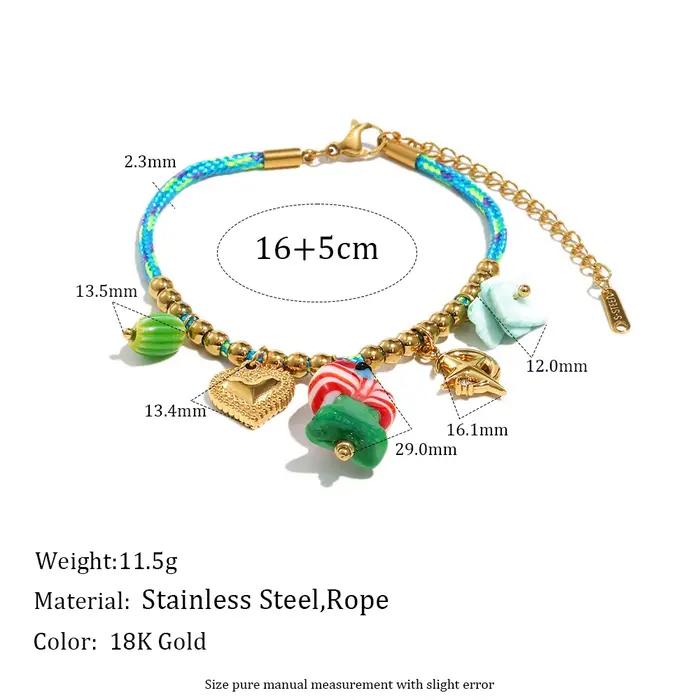 E.B.belle – ensemble de bijoux pour femmes, corde tissée bleu vif, pendentif sucette colorée, collie