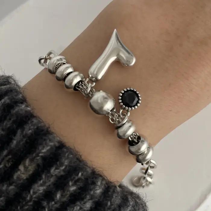 Bracelet en métal en argent regardé 100% pour femme