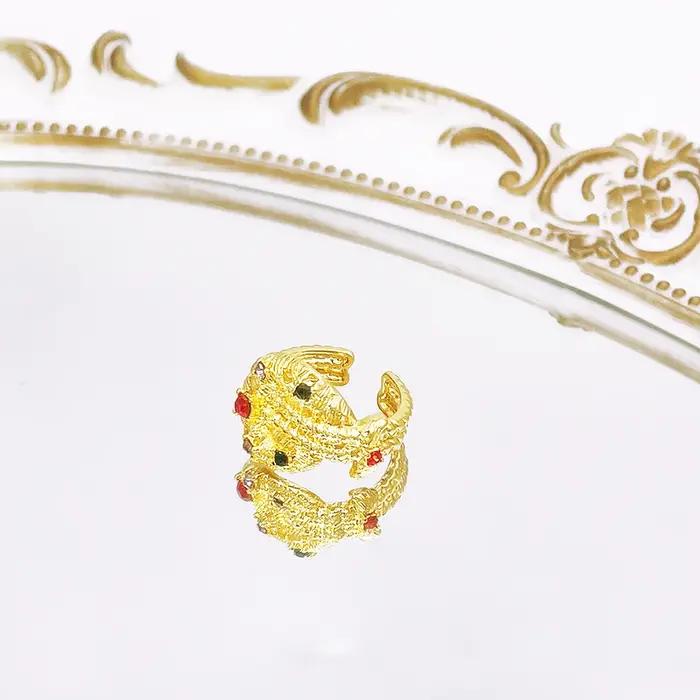Ensemble de bijoux en zircon coloré brillant de luxe plaqué or collier boucles d'oreilles bracelet bague - Accessoire de port quotidien exquis cadeau