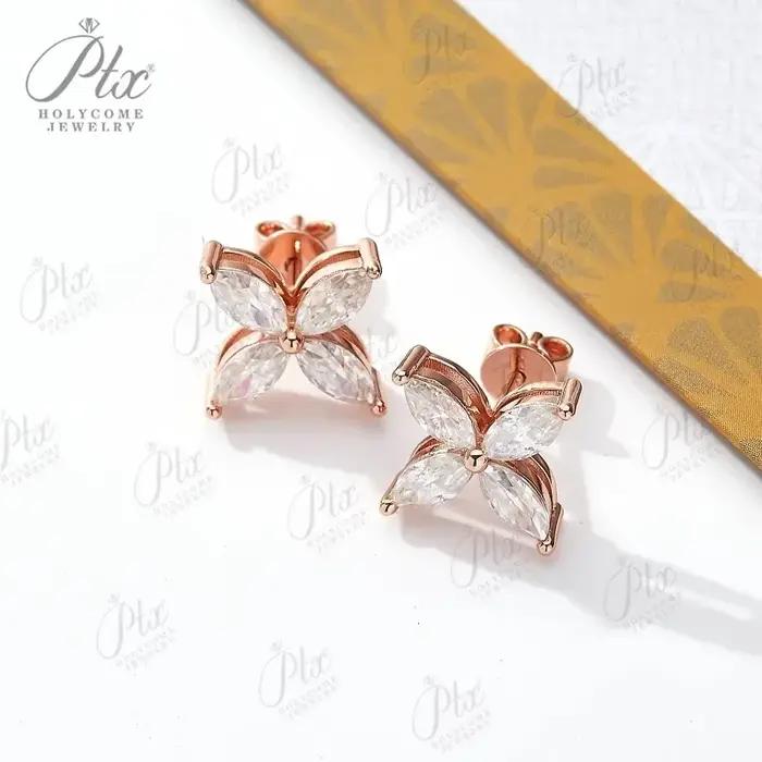 Boucles d'oreilles en Moissonite taille Marquise élégantes en argent sterling 925 pour femmes, idéales pour les soirées et occasions spéciales