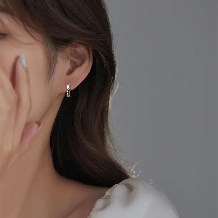 Boucles d'oreilles étoile rétro en argent 925 véritable pour femmes
