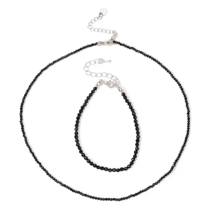 Ensemble collier et bracelet de pierres précieuses pour femmes et filles, perles minuscules colorées