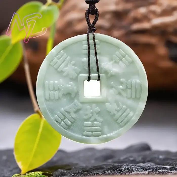 Collier pendentif en argent de Jade véritable naturel