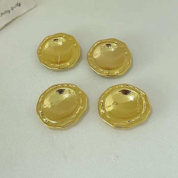 Boucles d'oreilles rondes en alliage émaillé noir exagéré pour femmes