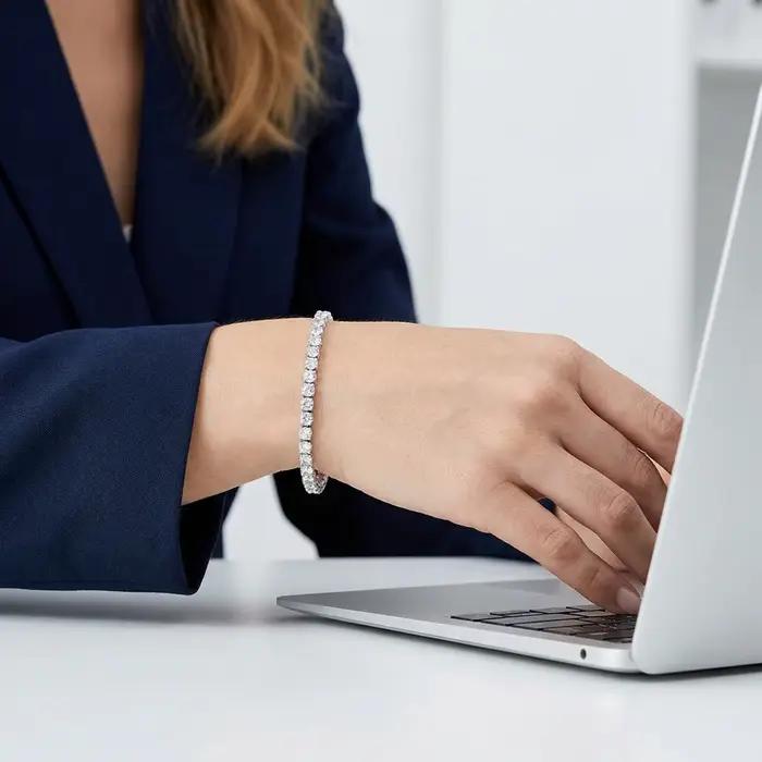 Vehong-Bracelet en argent regardé S925 avec balle de tennis pour femme