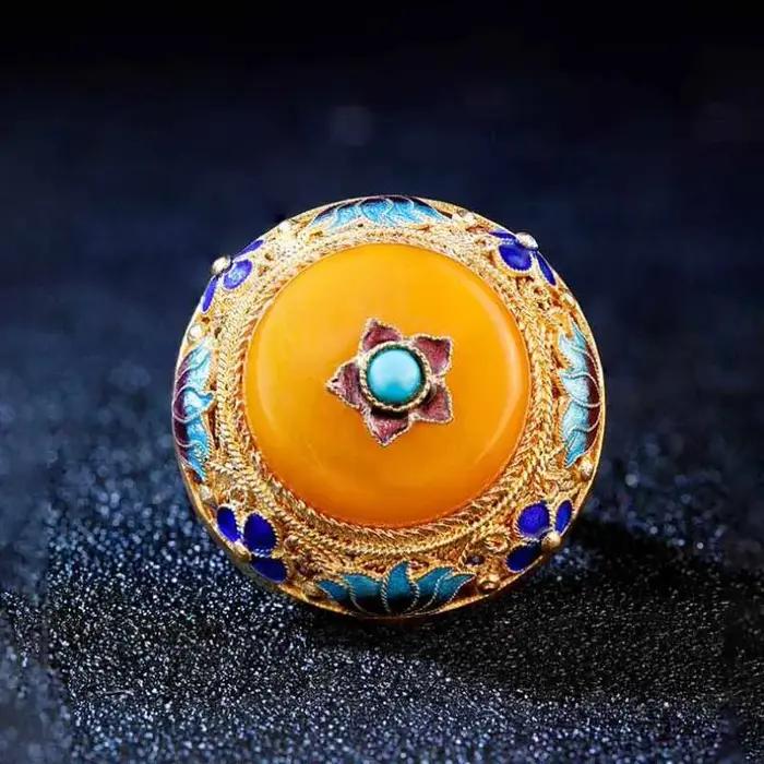 Bagues en porcelaine et émail lotus pour femmes