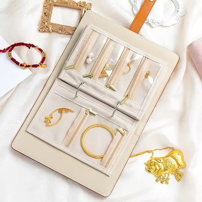 Sac de rangement de bijoux pour voyage, classeur de rangement de bijoux avec compartiments divisés sans enchevêtrement, pochettes transparentes faciles à trouver pour mères Da