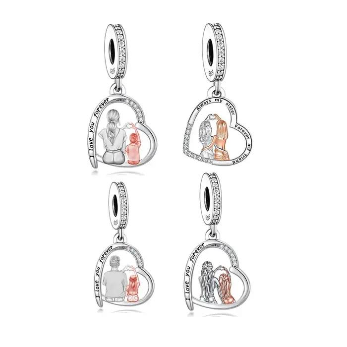Ajustement Original Pan Bracelet à breloques 925 en argent Sterling mère fille père