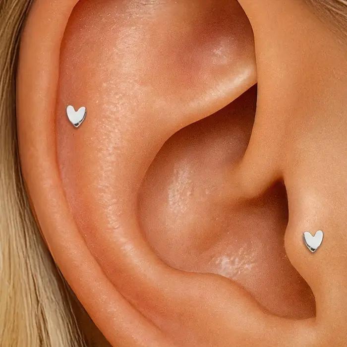 0.5g 3 paires de boucles d'oreilles en forme de coeur en argent sterling 925, bijoux exquis adaptés