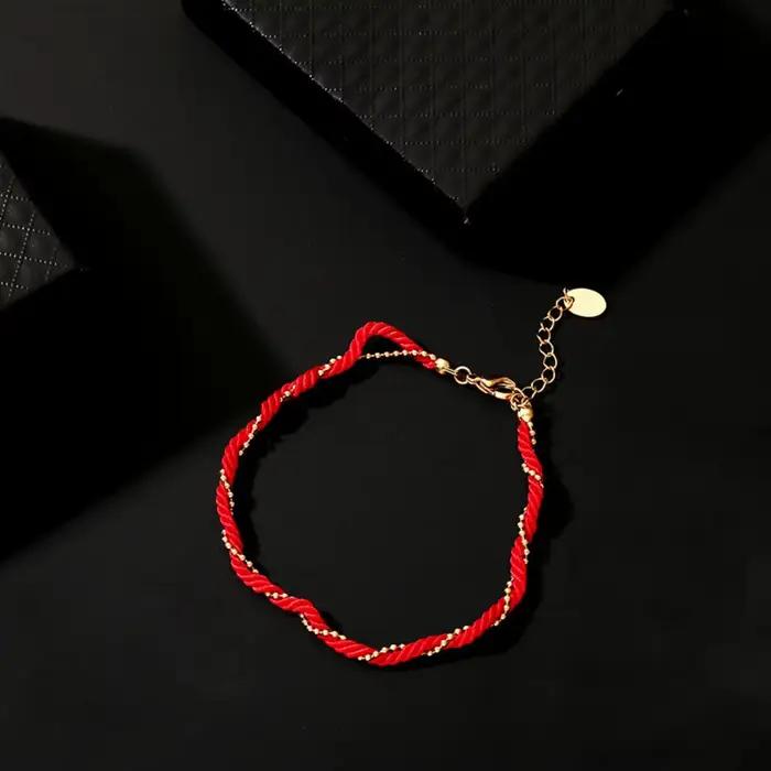 Bracelet en corde rouge en acier inoxydable pour femmes et filles