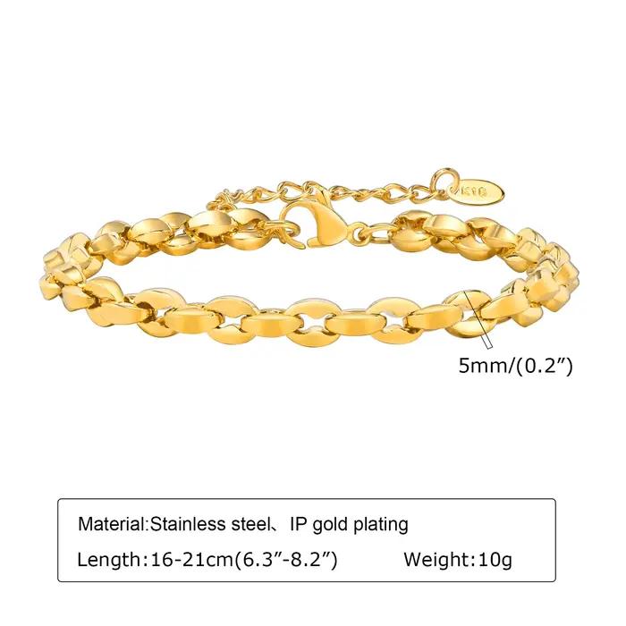 Bracelet en acier inoxydable doré fait à la main pour femmes, cadeau parfait pour occasions quotidiennes et spéciales