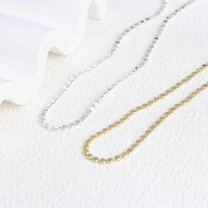 Colliers minimalistes Minar en laiton plaqué or et argent véritable pour femmes