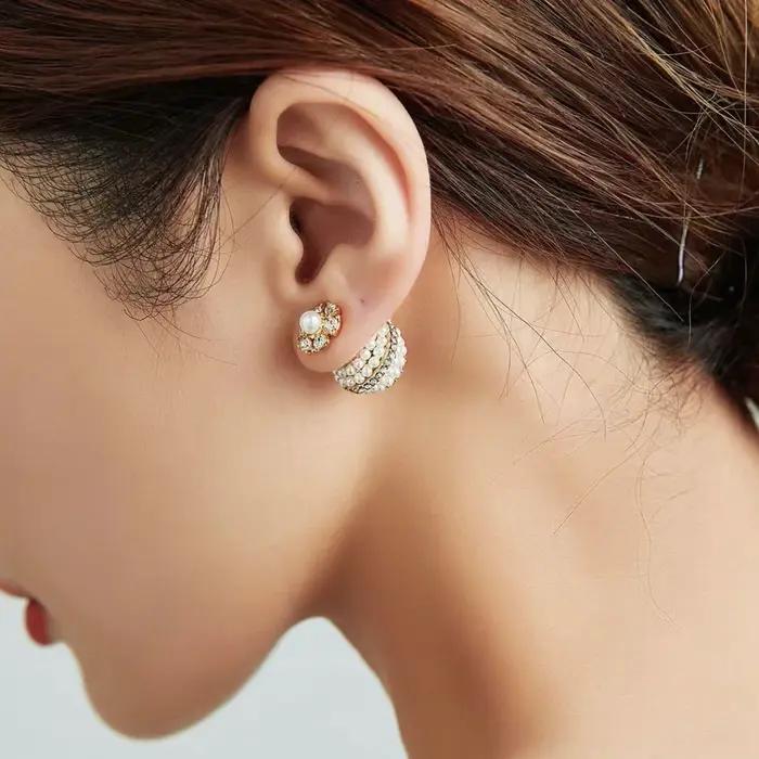 Mode perle boucles d'oreilles doux élégant luxe femmes bijoux Zircon classique