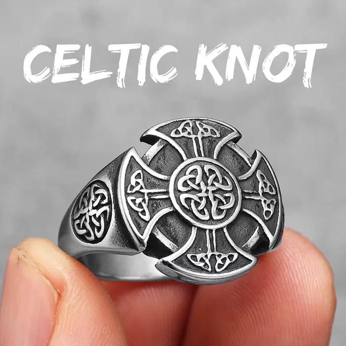 Bagues en acier inoxydable pour hommes et femmes, nœud celtique, croix Viking, bijoux Punk Rock, tru