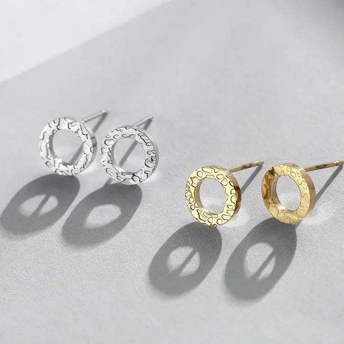 E-manco dames petites boucles d'oreilles rondes épingle de sûreté femmes