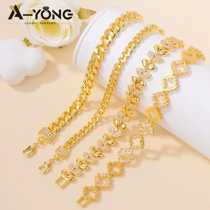 Bracelet de mode Dubaï plaqué or 21 carats, élégant et exquis, style arabe musulman, porte-bonheur, bijoux italiens pour femmes, pour événements et fêtes