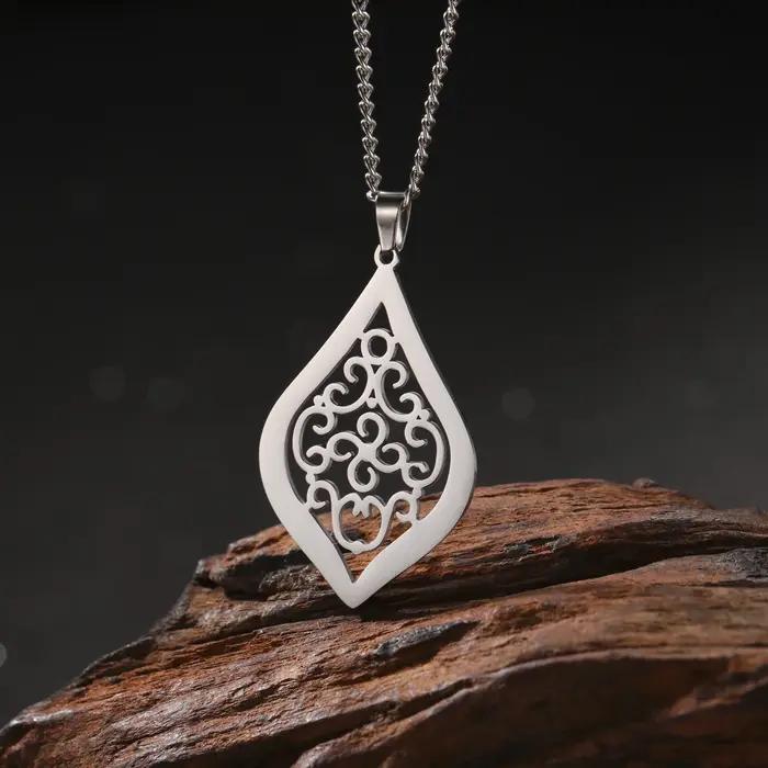 LIKGREAT Collier pendentif fleur noeud celtique pour femmes et hommes